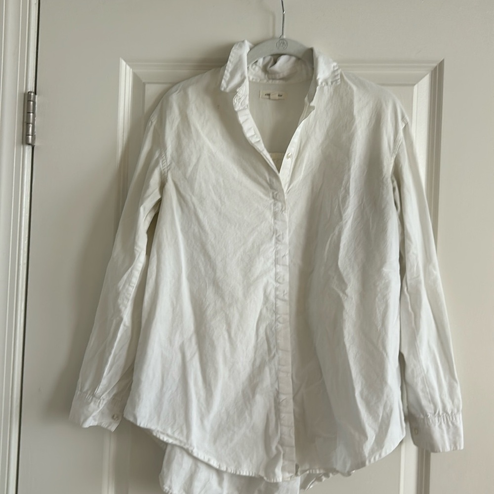 Silence + Noise White Flouncy Button down